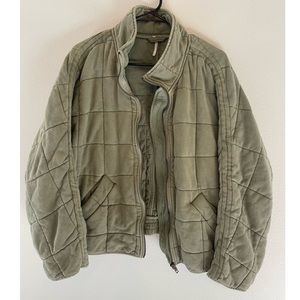 Free People Dolman Quilted Knit Jacket. Green (S)